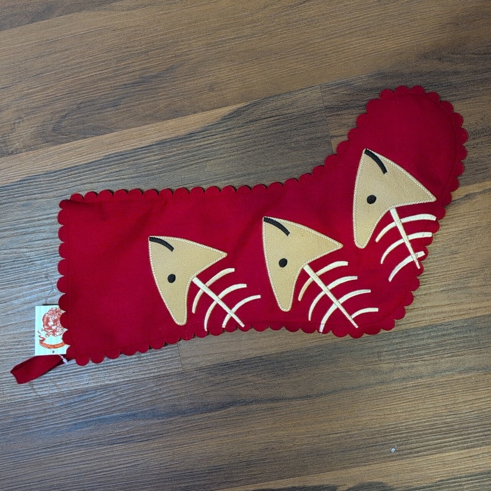 Fish Bones Felt Stocking for a cat
